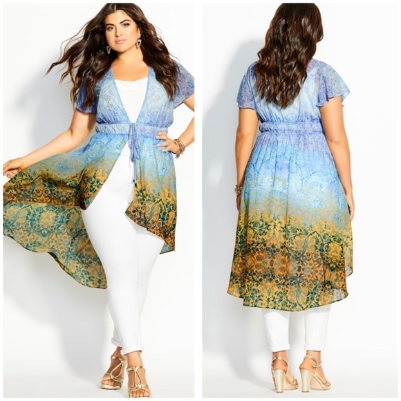 CITY CHIC Shanika Jacket - sky 18 - Picture 1 of 9